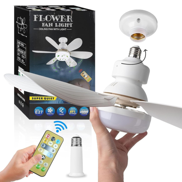 Foco Ventilador LED 40W E27 con Control Remoto 6 Aspas