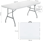 Mesa Plegable 180x74cm Portátil Tipo Maleta Exterior Jardín - Imagen 2