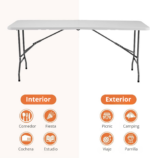 Mesa Plegable 180x74cm Portátil Tipo Maleta Exterior Jardín - Imagen 6