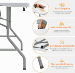 Mesa Plegable 180x74cm Portátil Tipo Maleta Exterior Jardín - Imagen 7