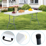 Mesa Plegable 180x74cm Portátil Tipo Maleta Exterior Jardín - Imagen 11
